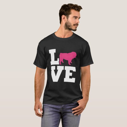 English Bulldog Love T-shirt (Voorkant volledig)