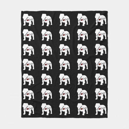 English Bulldog Loveq Fleece Deken (Voorkant)