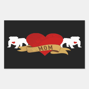 English Bulldog mama [stijl Tattoo] Rechthoekige Sticker