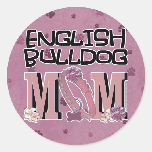 English Bulldog MOM Ronde Sticker (Voorkant)