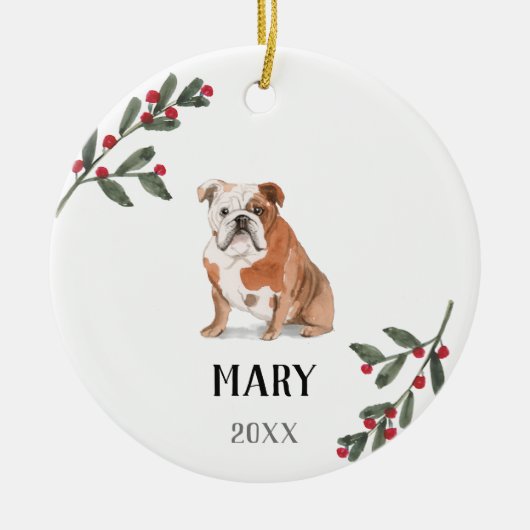 English Bulldog Personalized kerstversiering Keramisch Ornament (Voorkant)