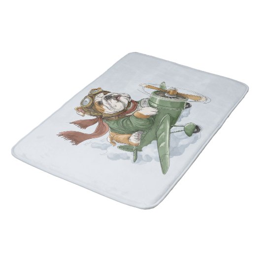 English Bulldog Pilot Airplane Badmat (Gekanteld)