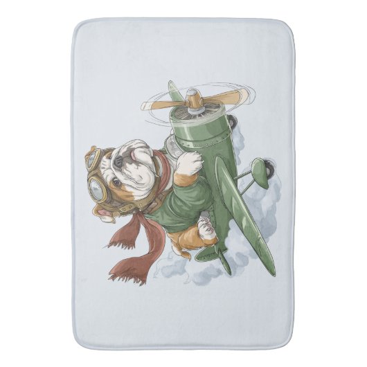 English Bulldog Pilot Airplane Badmat (Voorkant Verticaal)