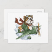 English Bulldog Pilot Airplane Briefkaart (Voorkant / Achterkant)