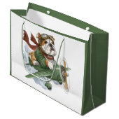 English Bulldog Pilot Airplane Groot Cadeauzakje (Voorkant Gekanteld)
