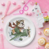 English Bulldog Pilot Airplane Papieren Bordje (Feest)