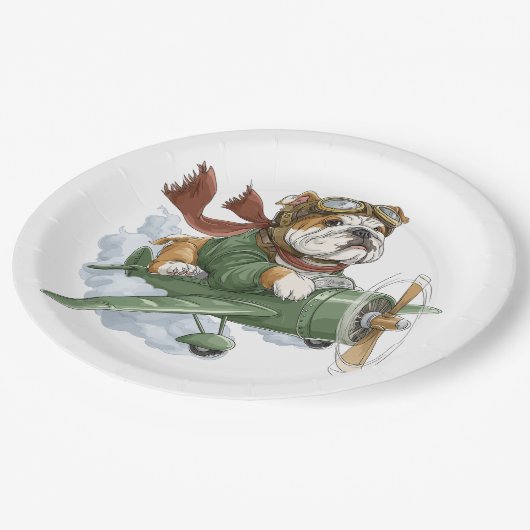 English Bulldog Pilot Airplane Papieren Bordje (Gekanteld)