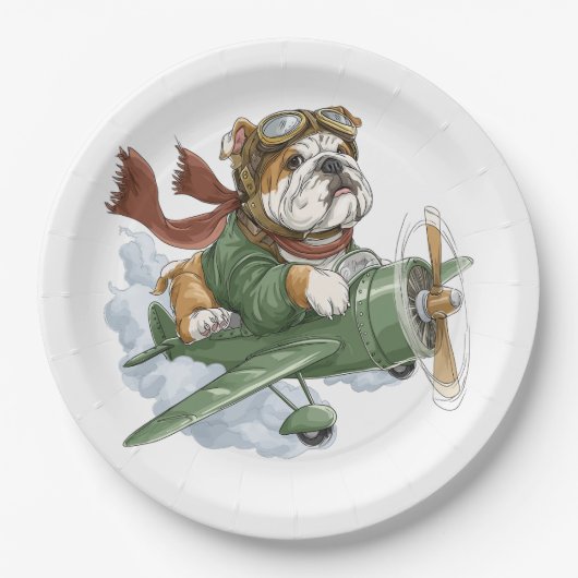English Bulldog Pilot Airplane Papieren Bordje (Voorkant)