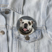 English Bulldog Portrait Photo Round Button (In situ)