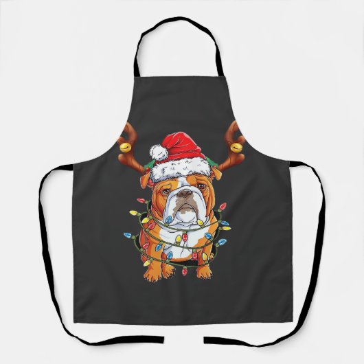 English Bulldog Reindeer Funny Christmas Essential Schort (Voorkant)