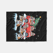 English Bulldog Riding Red Truck Ugly Sweater Chri Fleece Deken (Voorkant (Horizontaal))