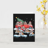 English Bulldog Riding Red Truck Ugly Sweater Chri Kaart (Gele Bloem)