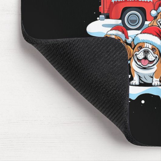 English Bulldog Riding Red Truck Ugly Sweater Chri Muismat (Hoek)