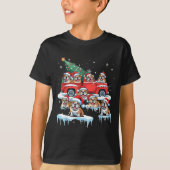 English Bulldog Riding Red Truck Ugly Sweater Chri T-shirt (Voorkant)