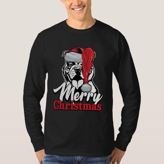 English Bulldog Santa Hat Merry Christmas T-shirt (Voorkant)