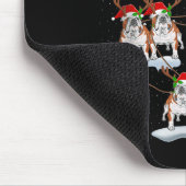 English Bulldog Santa Sleigh Flying Funny Magical Muismat (Hoek)