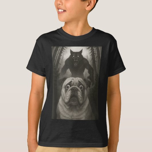 English Bulldog Selfie With Werewolf Funny T-shirt (Voorkant)
