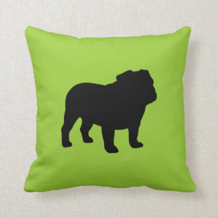English Bulldog Silhouette Black en Green Kussen