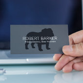 English Bulldog Silhouette Black op Grey Visitekaartje