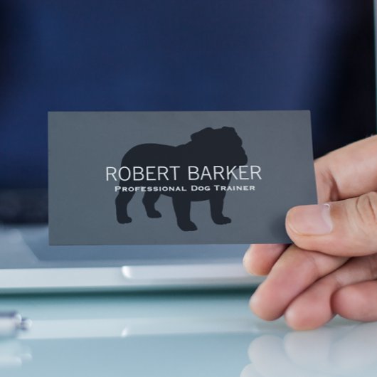 English Bulldog Silhouette Black op Grey Visitekaartje