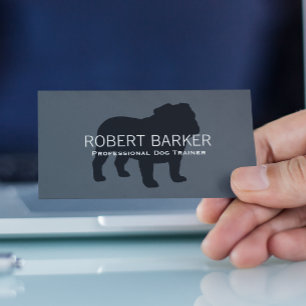 English Bulldog Silhouette Black op Grey Visitekaartje