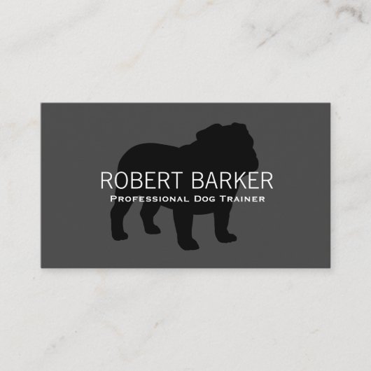 English Bulldog Silhouette Black op Grey Visitekaartje (Voorkant)