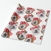 English Bulldog Silhouette Cartoon Head Cadeaupapier (Uitgerold)