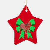 English Bulldog Silhouette Dog Green Bow Kerstmis Keramisch Ornament (Rechts)