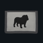 English Bulldog Silhouette Drievoud Portemonnee<br><div class="desc">Black Dog Silhouette</div>