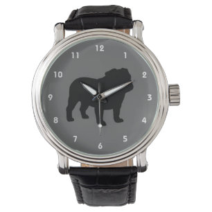 English Bulldog Silhouette Horloge