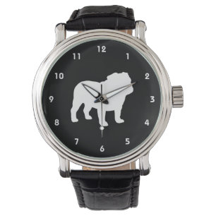 English Bulldog Silhouette Horloge