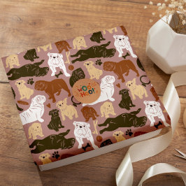 English Bulldog Silhouette in bruine tonnen Cadeaupapier