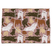 English Bulldog Silhouette in bruine tonnen Groot Cadeauzakje (Voorkant)