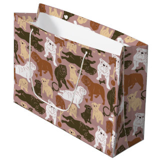 English Bulldog Silhouette in bruine tonnen Groot Cadeauzakje