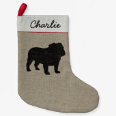 English Bulldog Silhouette Personalized Holiday Kleine Kerstsok (Voorkant)