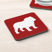 English Bulldog Silhouette Red en White Drankjes Onderzetter (Linkerzijde)