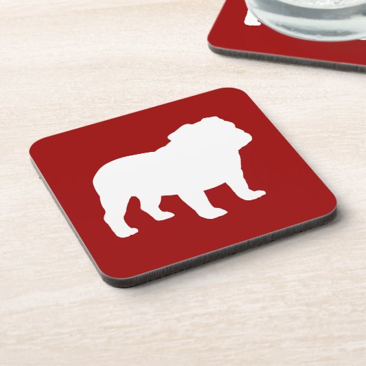 English Bulldog Silhouette Red en White Drankjes Onderzetter (Linkerzijde)