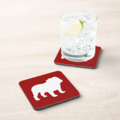 English Bulldog Silhouette Red en White Drankjes Onderzetter (Rechterzijde)