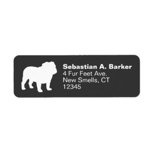English Bulldog Silhouette Return Address Cool Dog Etiket