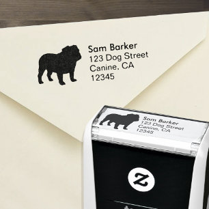 English Bulldog Silhouette Return Address Zelfinktende Stempel
