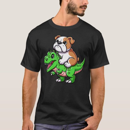 English Bulldog T-Rex Dinosaur Funny Dog Tyrannosa T-shirt (Voorkant)