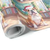 English Bulldog Teacher Classroom Santa Hat Cadeaupapier (Rol Hoek)