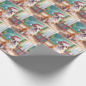 English Bulldog Teacher Classroom Santa Hat Cadeaupapier (Hoek)