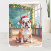 English Bulldog Teacher Classroom Santa Hat Kaart (Voorkant)