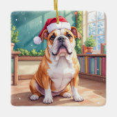 English Bulldog Teacher Classroom Santa Hat Keramisch Ornament (Voorkant)