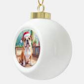 English Bulldog Teacher Classroom Santa Hat Keramische Bal Ornament (Rechts)
