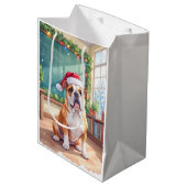 English Bulldog Teacher Classroom Santa Hat Medium Cadeauzakje (Voorkant Gekanteld)