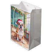 English Bulldog Teacher Classroom Santa Hat Medium Cadeauzakje (Achterkant Gekanteld)