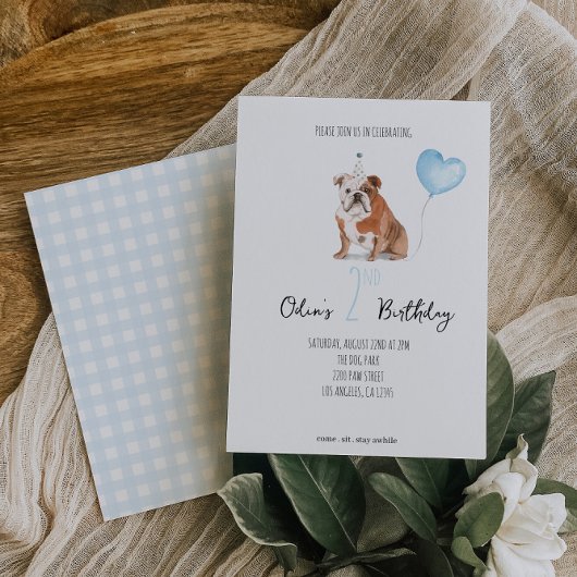 English Bulldog Verjaardag uitnodiging - Jongen