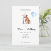 English Bulldog Verjaardag uitnodiging - Jongen (Staand voorkant)